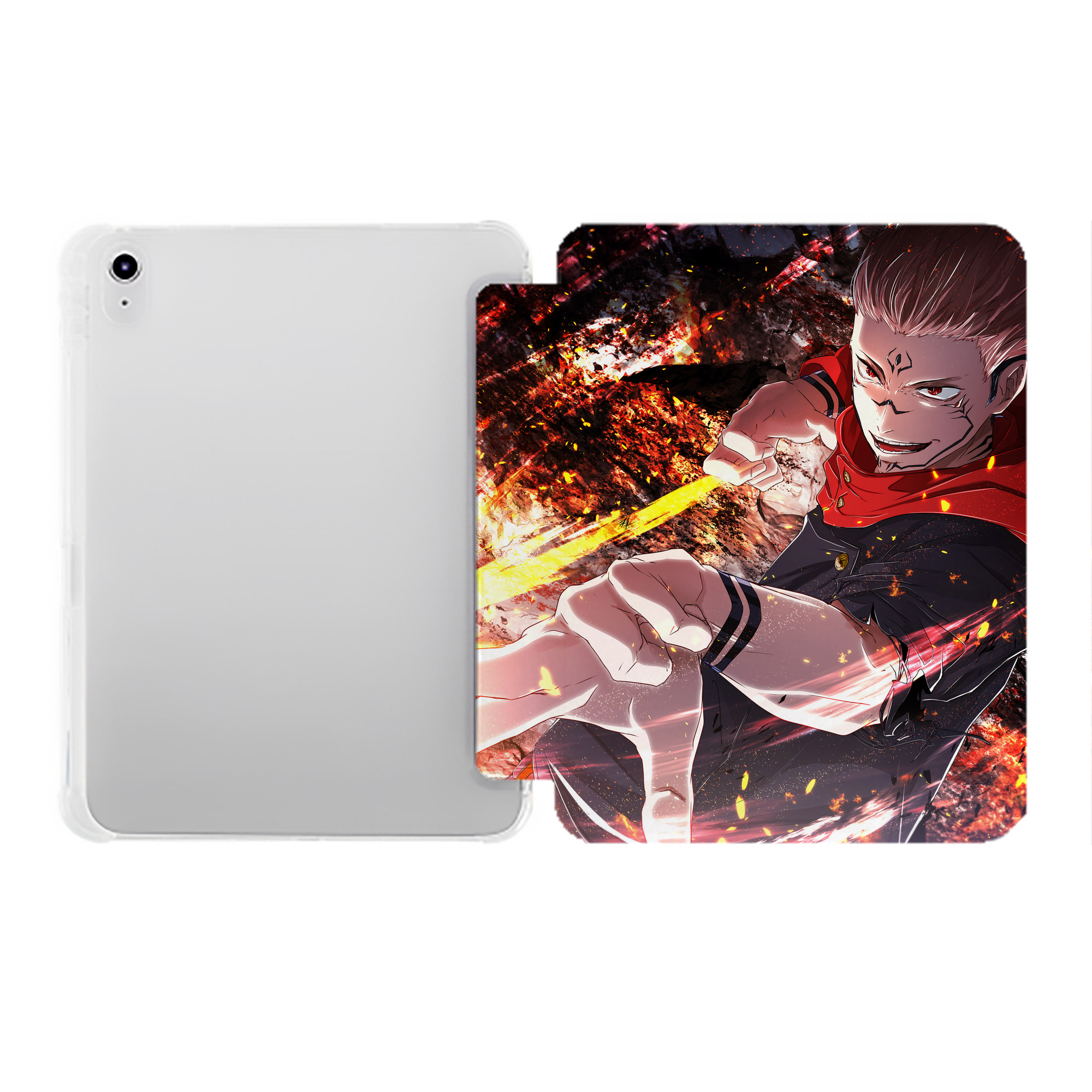 （画像用） 呪術廻戦 Jujutsu Kaisen IPad ケース ペン収納付き 三つ折りスタンド PUレザー×シリコン 対応機種9.5/10.5/10.9インチ